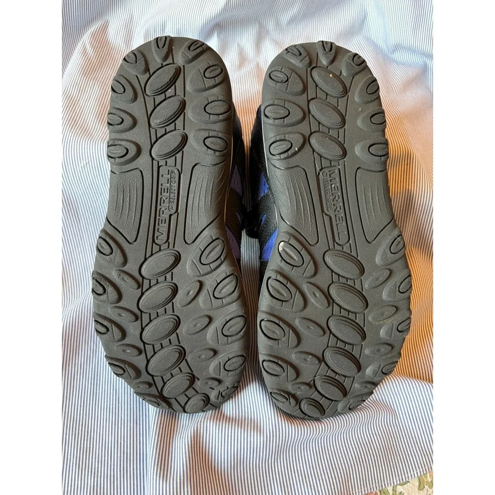 Merrell Ridge Trek Kids Hiking Shoes Blue Black Neon Yellow MF25AA3 Size 5W